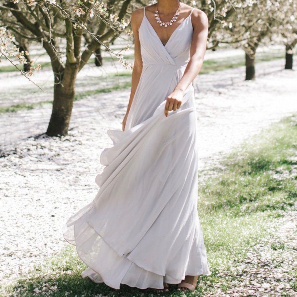 beautiful flowy chiffon mauve prom dress